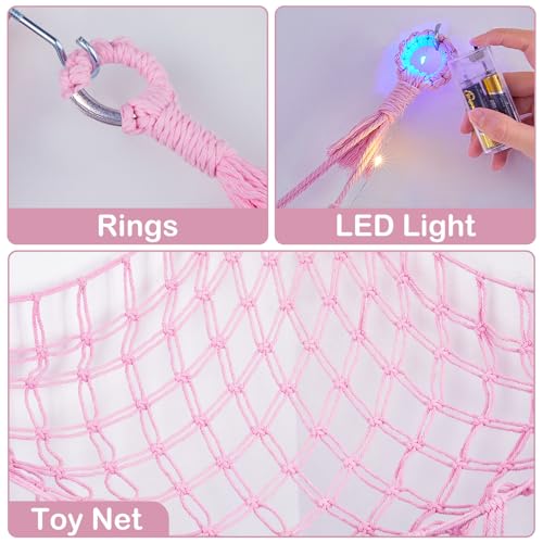 Stuffed Animal Hammock with LED Lights, Large Corner Toy Storage Net