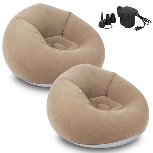 2-Pack Inflatable Outdoor Couch with Pump - Portable Camping Bean Bag Chair