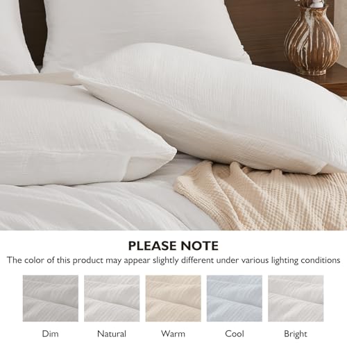 100% Cotton Muslin Duvet Cover Queen Set - Soft Gauze Bedding with Pillowcases