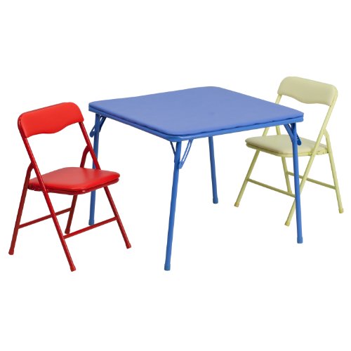 3-Piece Kids Folding Table and Chair Set for Playrooms and Classrooms