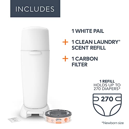 Hands-Free Odor-Lock Diaper Disposal Pail with Refill and Carbon Filter