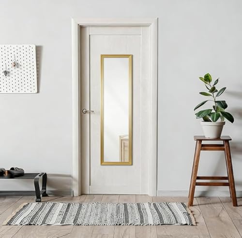 13" x 49" Full Length Mirror - Gold Over-the-Door or Wall-Mounted