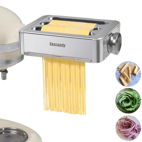 3-in-1 Pasta Maker Attachment for Stand Mixers, Stainless Steel Roller