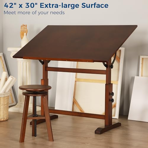 Adjustable Wooden Drafting Table 30" x 42" - Solid Pine Art & Drawing Desk