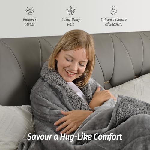 15 lb Weighted Blanket with Sherpa Fleece - 48"x72" Grey Heavy Throw