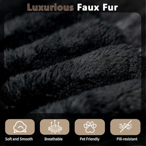 80-Inch Oversized Cloud Chaise Lounge, Plush Faux Fur Double Sleeper Sofa