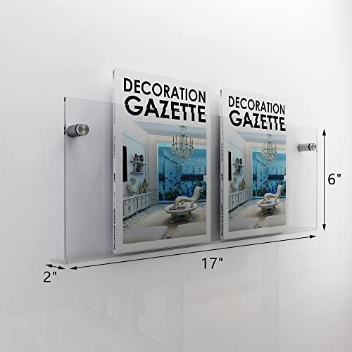 2-Pack 17-Inch Acrylic Wall-Mounted Magazine Holder Floating Shelves
