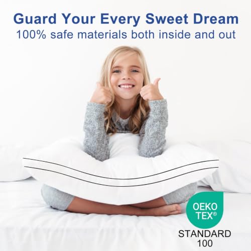 Queen Size Set of 2 Soft Gusseted Bed Pillows - Fluffy 7D Down Alternative for Side, Back & Stomach Sleepers
