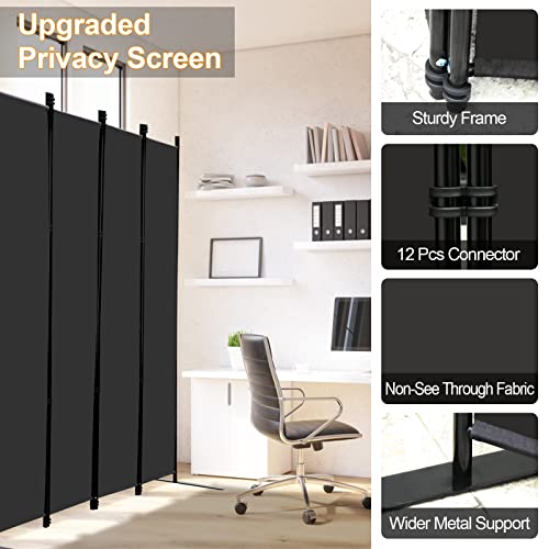 6-Panel Folding Privacy Screen, 6ft Tall Portable Room Divider Partition
