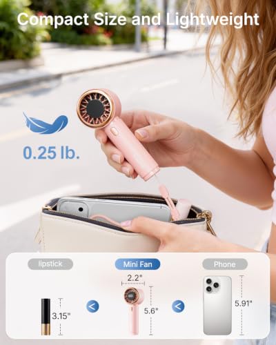 SWEETFULL Mini Handheld Turbo Fan - Rechargeable 5-Speed Portable Personal Fan
