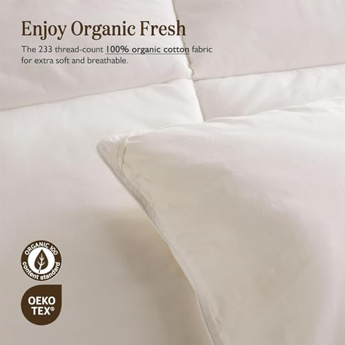 BPC Organic Feather Down Comforter - Full Size Lightweight Duvet Insert