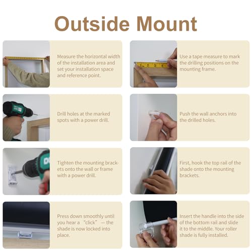 Blackout Cordless Roller Shades - Room Darkening Blinds 34"x72"