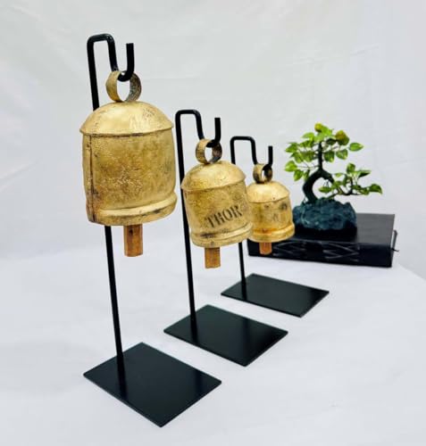 Brass Rustic Christmas Cow Bells Set of 3 - Handmade Holiday Decor