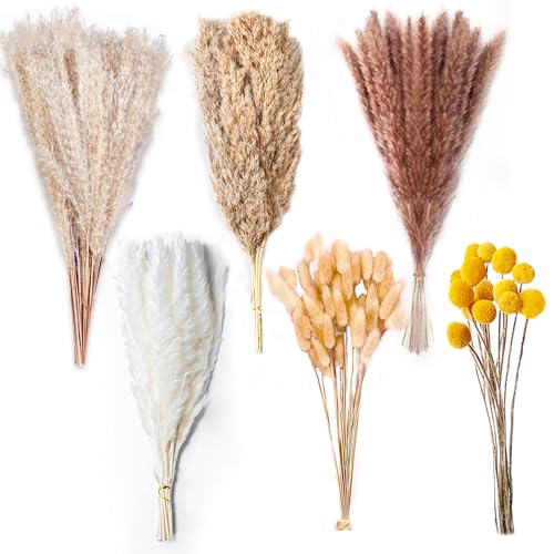 100-Piece Natural Dried Pampas Grass Bouquet - 17.5-Inch Floral Decor