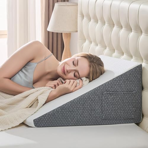 12-Inch Wedge Pillow for Sleeping - Memory Foam Triangular Support