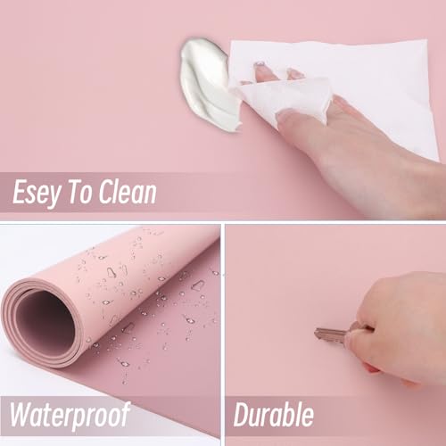 Waterproof Leather Makeup Vanity Mat, Non-Slip Desk Pad Protector