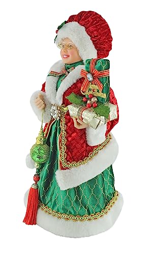 Mrs. Claus Christmas Decor Figurine - Traditional Red & Green Holiday Ornament