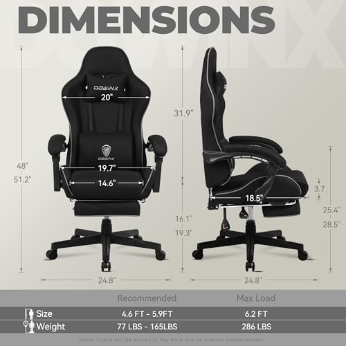 Ergonomic Fabric Gaming Chair with Pocket Spring Cushion and Footrest