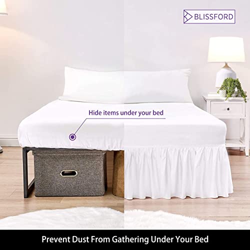 White Queen Bed Skirt with Split Corners - 14 Inch Drop Dust Ruffle