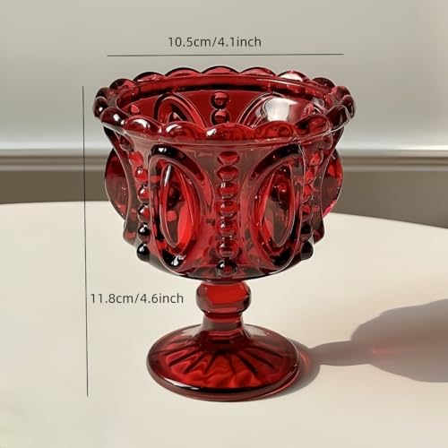 Vintage Embossed Footed Dessert Cups, Set of 2 Elegant Glass Goblets