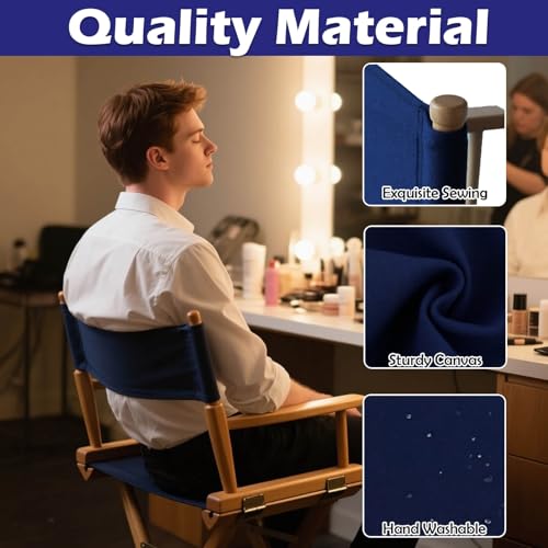 Director Chair Replacement Canvas Kit, Navy Blue Cotton Seat and Back Cover