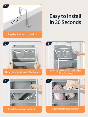 5-Tier Over the Door Hanging Organizer with Clear PVC Windows