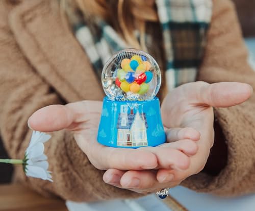 Animated Flying House Mini Snow Globe with Light-Up Swirling Glitter