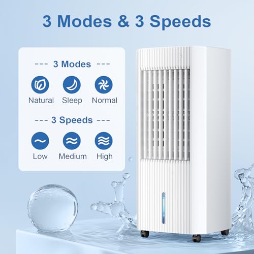 Portable Evaporative Air Cooler 1.5Gal Tank 140° Oscillation Off-White
