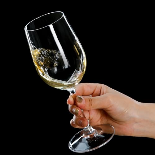 WIEJDEOOL Set of 4 Red Wine Glasses 11oz Hand Blown Crystal - Variation 1 | Elegant Gift for Wine Lovers
