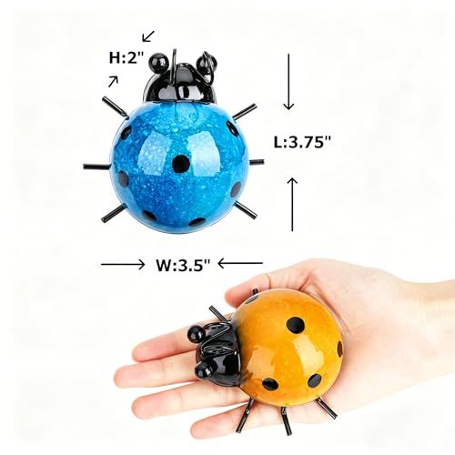 Metal Ladybug Wall Art Set of 4, Outdoor Garden Sculptures for Patio Decor