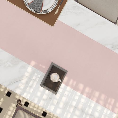 NATUS WEAVER Soft Caddice Faux Linen Table Runner 12 x 72 Baby Pink - 4-6 Seat