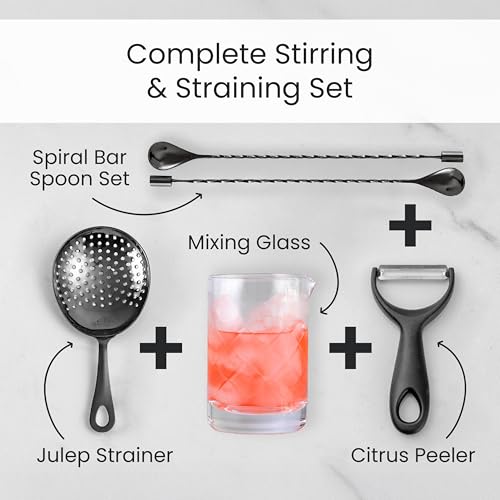 A Bar Above Antique Copper Spiral & Smooth Handle Bar Spoon Set – 2 Stainless Steel Cocktail Stirring Spoons