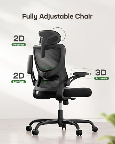 Ergonomic High Back Mesh Office Chair with Adjustable Lumbar & 3D Armrests