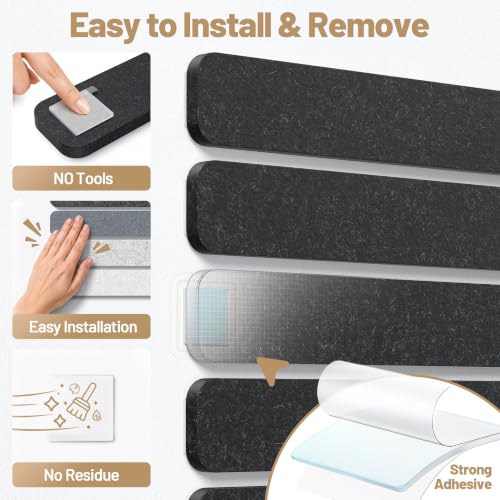10-Pack Felt Bulletin Board Strips, 13x2 Inch Adhesive Pin Boards with Pins