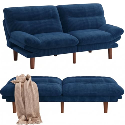Modern 66-Inch Convertible Corduroy Futon Sofa Bed for Small Spaces