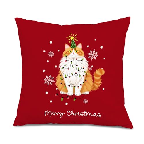 GDJIEGBC Funny Orange Cat Christmas Pillow Cover 18x18 P — Seasonal Home Decor