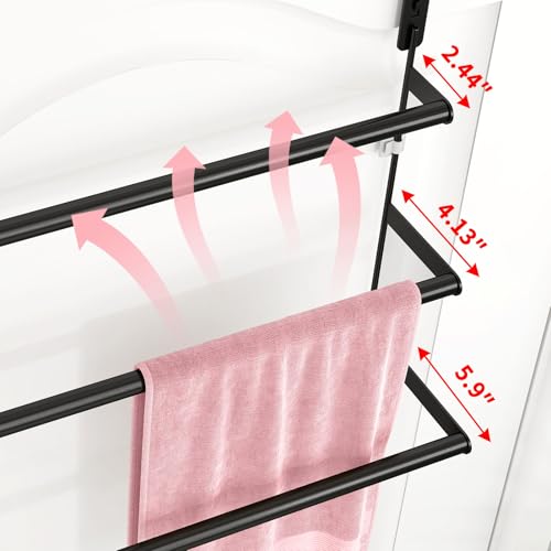 3-Tier Over-the-Door Towel Rack, Stainless Steel Bathroom Towel Bar