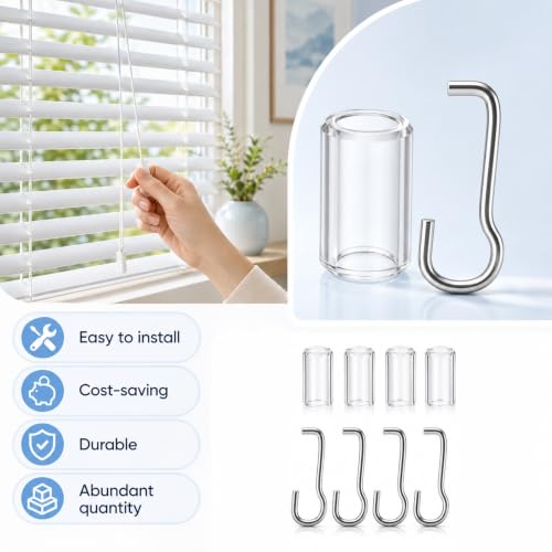 Horizontal Blind Wand Repair Kit - 4 Set Hook and Sleeve for 1-Inch Headrails