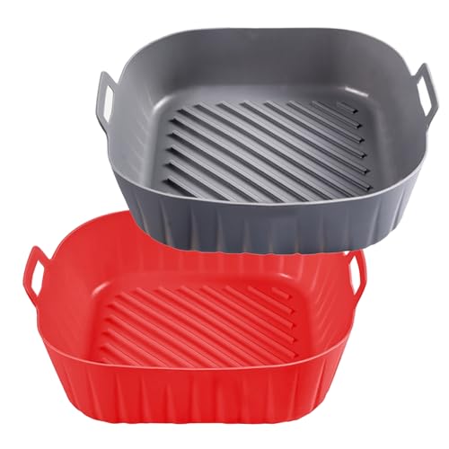 Square Silicone Air Fryer Liners, 8 to 8.5 Inch Reusable Non-Stick Pots
