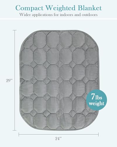 7lb Weighted Lap Blanket, 29x24 Small Portable Sensory Pad for Travel