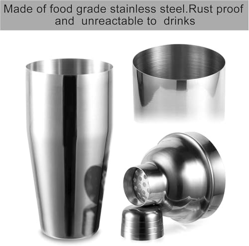 24oz Stainless Steel Cocktail Shaker Set with Built-in Strainer