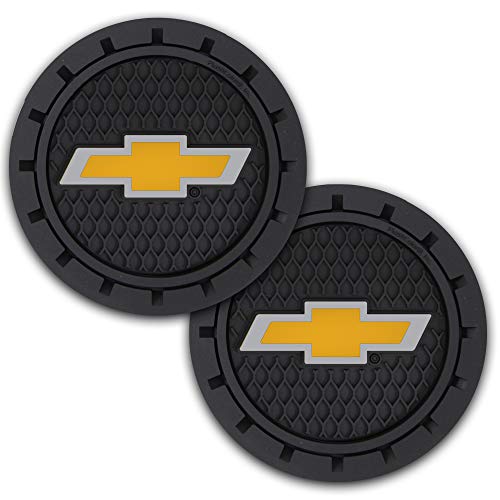 Plasticolor Chevrolet Bowtie Gold Cup Holder Coaster Black - Auto Accessory