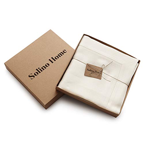 Solino Home 100% Linen Ivory Tablecloth 60 x 120 in – Rectangle, 8–10 Seater