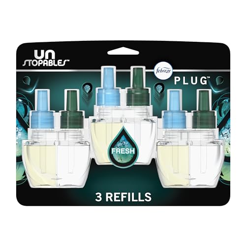 Plug-In Scented Oil Air Freshener Refills, Odor Fighting, Fresh Scent, 3 Pack