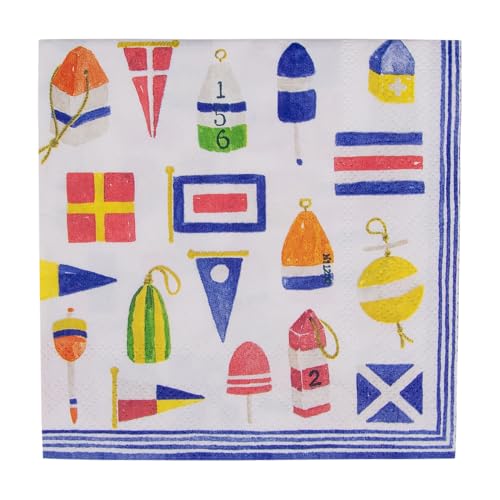 Caspari Nantucket Paper Cocktail Napkins - 20 Count, Eco-Friendly, Model 1