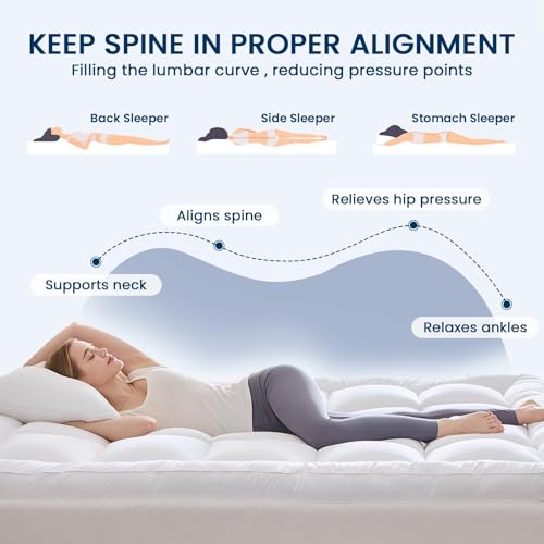 YUGYVOB Full Size Extra Thick Cooling Mattress Topper - Plush Bed Pad