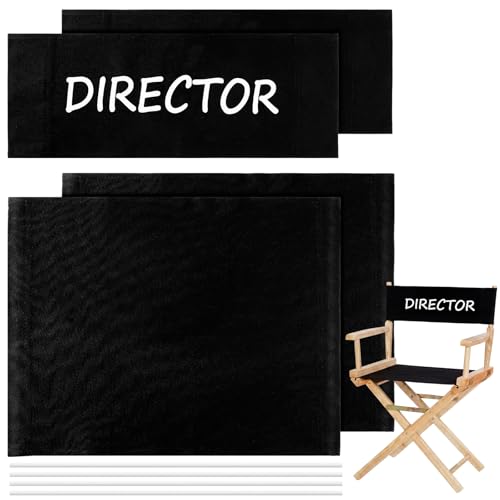 2-Set Director Chair Replacement Canvas Cover, Black Seat and Back Set