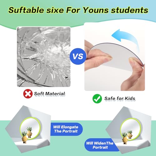 10 Pcs Unbreakable Plastic Mirrors for Kids, 4.8-Inch Round Safe Mirror Tiles