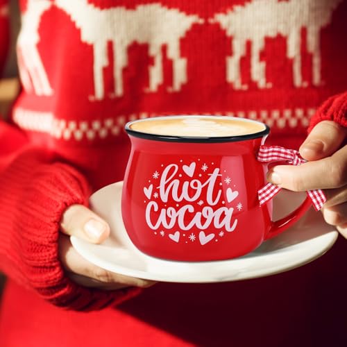 Zubebe 12-Piece Christmas Coffee Mug Set 12 oz Red & White Holiday Ceramic Cups