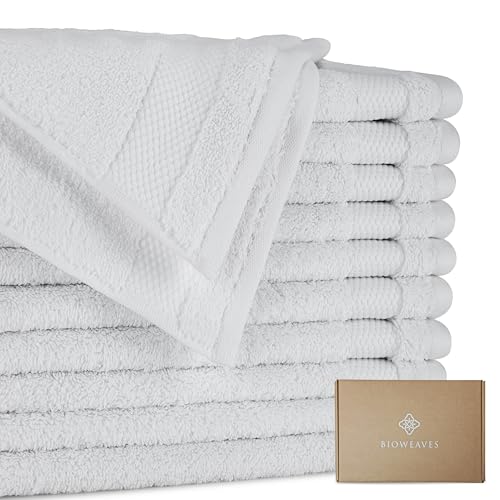100% Organic Cotton Washcloths, 700 GSM Plush & Absorbent, 13" x 13", 12-Pack